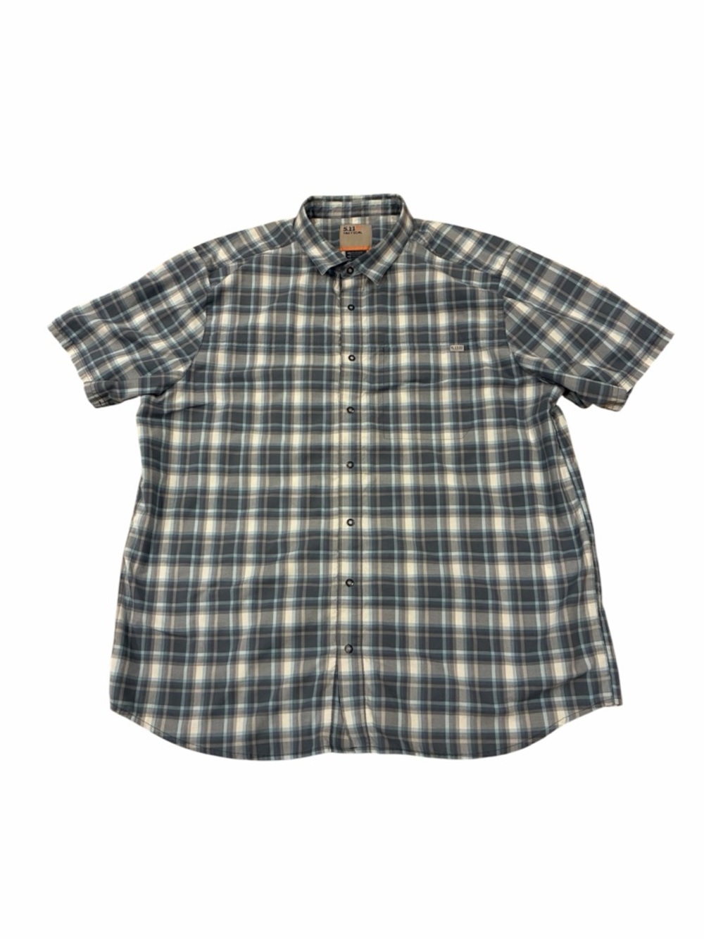 5.11 Tactical Series Shirt Mens Extra Large XL Blue White Plaid Button Snap